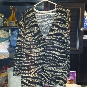 Animal Print V-Neck Sweater